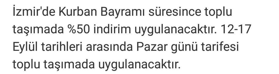 İzmirde bayram ulaşımı indirimi. #bayram #kuban #İzmir #izmir #ulasim #indirim #bayramindirimi #eshot #hayatizmirde