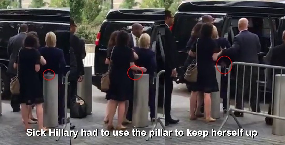 Sick Hillary Clinton can't take the heat, falls leaving 9-11 memorial VIDEO