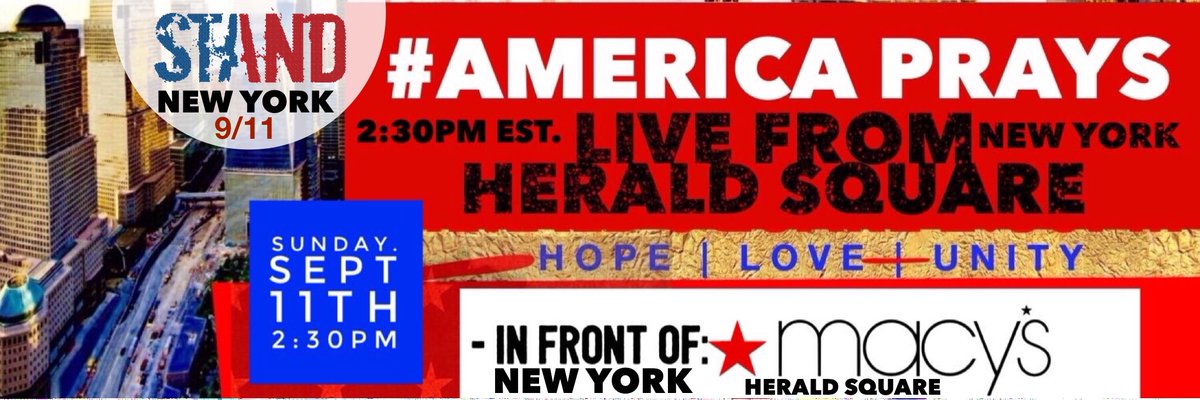 PamelaS68988002's tweet photo. Don't meet us there beat us there w/@lizblacklive @corycondrey @1190amWlib #HeraldSquare #STANDNYC #AmericaPrays https://t.co/00ZhpKvOKj
