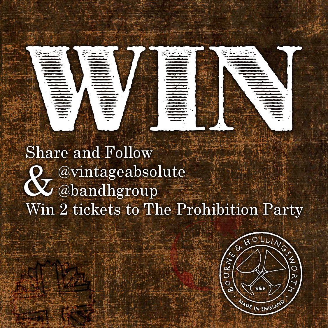 VintageAbsolute's tweet image. We are giving away 2 tickets to @bandhgroup Prohibition Party this Saturday 17th! To win just RT &amp;amp; follow      below