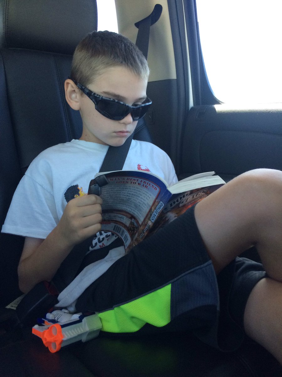 JenKoenig3's tweet photo. @ca_london please keep writing. My kid who hates to read picked up your dog tags series and can't put them down! https://t.co/XXCib9nern