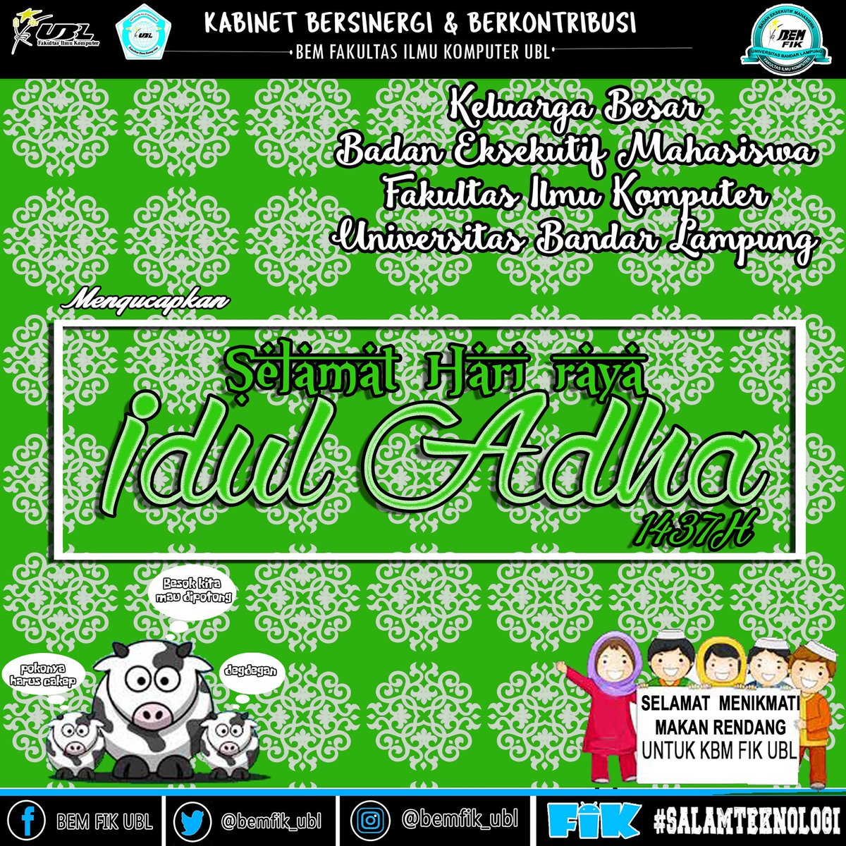 Minal aidin walfaizin,Selamat Hari Raya Idul Adha 1437H
#salamteknologi 
#iduladha
#1437h