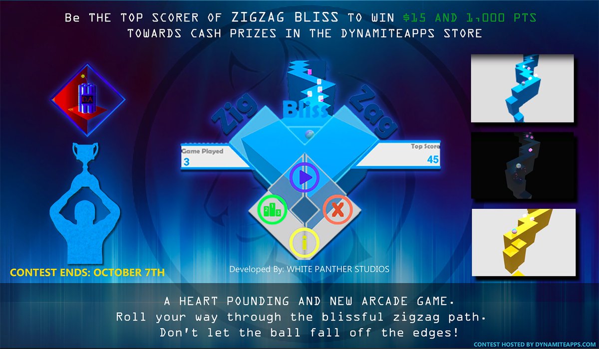 White_Panther_S's tweet image. Hosted By: @DynamiteApps 
dynamiteapps.com/zigzag-bliss-c…
#gamedev #indiedev #indiegame