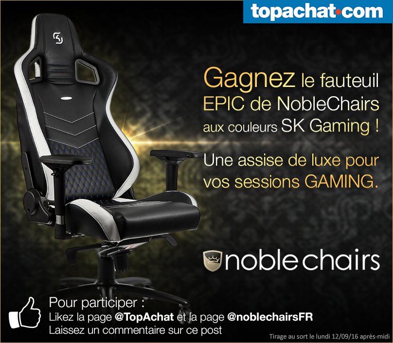 TopAchat's tweet photo. Dernier jour pour tenter de remporter le fauteuil Gamer EPIC de @noblechairs sur FB !! :)

https://t.co/oXAQvFpnI2 https://t.co/irfRqU0QhM