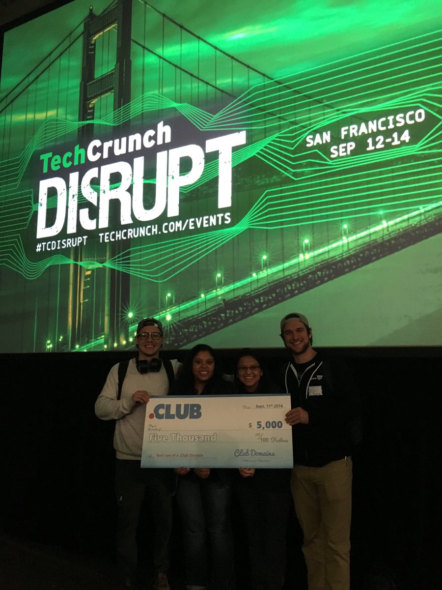 Domaindotcom's tweet image. And the $5,000 winner is... Thehighflyers.club! #HackDisrupt @getDotClub