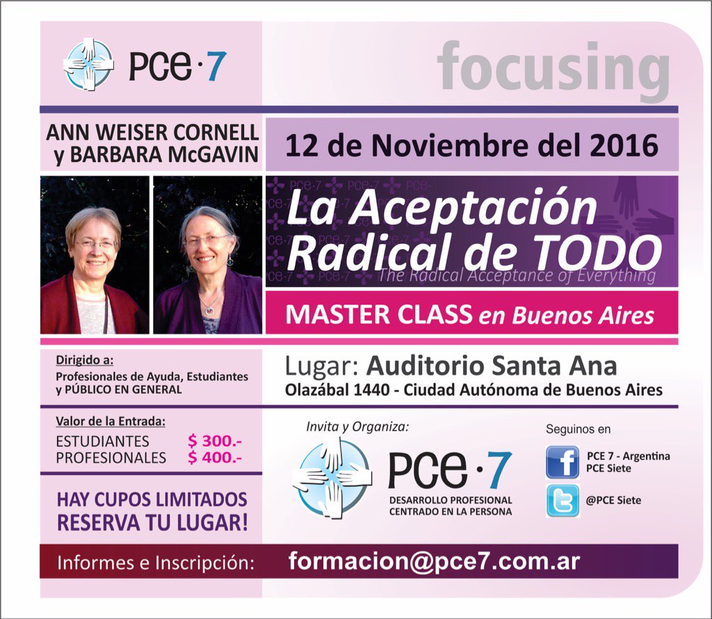 PCESiete's tweet photo. Maravillosa Oportunidad !!
Dos importantes referentes del focusing. Reserva tu lugar! Ya hay muchos inscriptos https://t.co/0qrKPegTn6