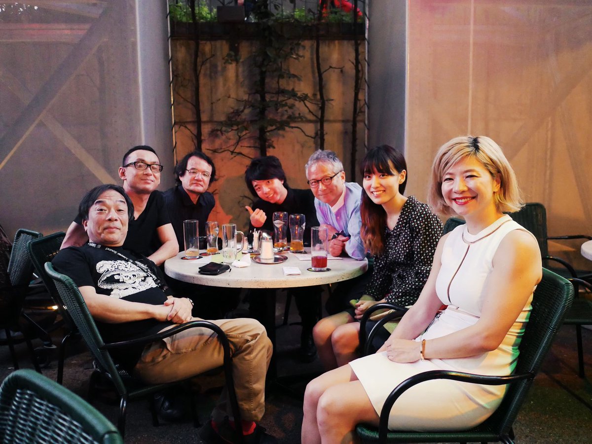 ishii_mit's tweet photo. #RadicalAtoms dinner with Media Arts Gangs @ OK Center Cafe, Linz, Sep 10, just before #100drones @ArsElectronica https://t.co/8fL40G2I6R