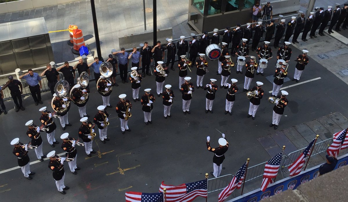 FDNY's tweet image. Thank you @MarineBand for playing for members at #FDNY #Engine10 &amp;amp; #Ladder10 #NeverForget
