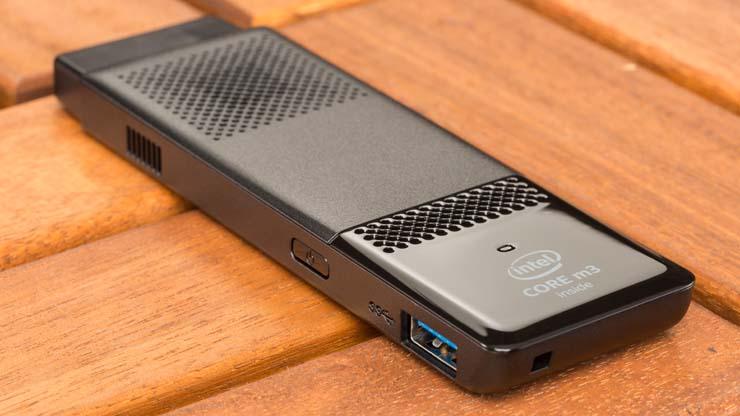 PCMag's tweet image. The @Intel Compute Stick (Core m3) turns any display into a 64-bit Windows 10 PC: bit.ly/2can0th