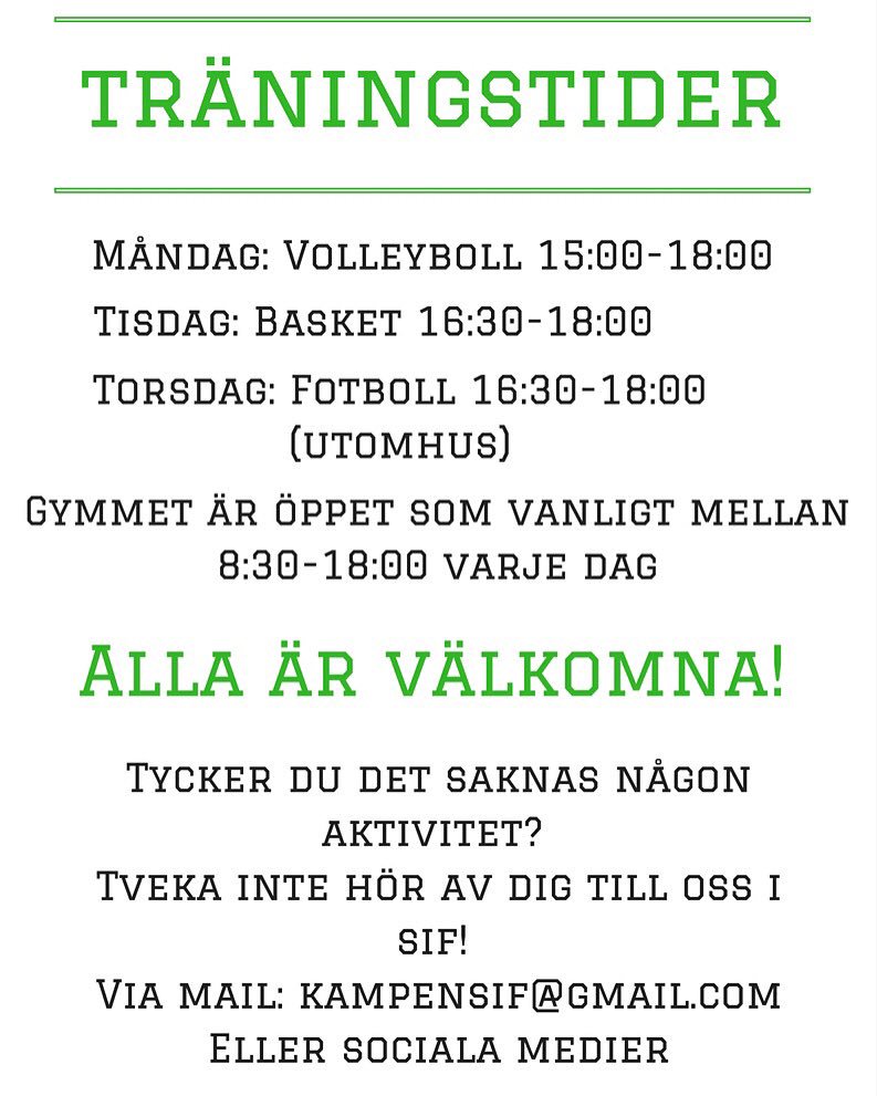sifskrapan's tweet photo. Äntligen, våra träningar i idrottshallen har kört igång!Alla med medlemskap är välkomna,om du inte har fixar vi det! https://t.co/rWckTpSwdI