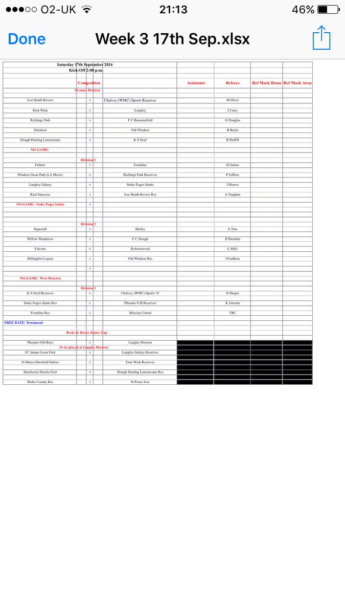 EBFL_Official's tweet photo. @EBFL_Official @BenDuffill @boblard @CameronLElliot 

Ref League appointments for 17th Sept 

RT all

#ebflreferees https://t.co/6NumDwdObX