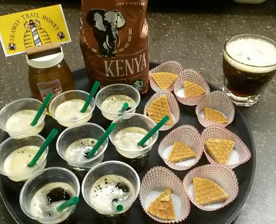 12c_sbux's tweet photo. Fun #coffee tasting featuring Iced Kenya Roast with #Rochester local Seaway Trail Honey #localfood #coffeejourney https://t.co/696NRj7Ot0