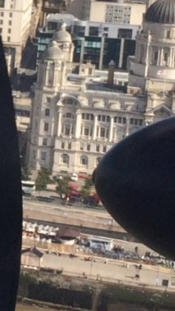 Amazing skyline view of Liverpool Waterfront and #bubblesbeachclub from #LancasterBomber