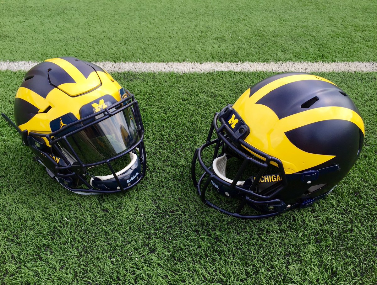 CFB_Equipment's tweet photo. These Michigan Helmets🔥🔥 (via @HailEquipment) #Jumpman https://t.co/LGQFBScE9C