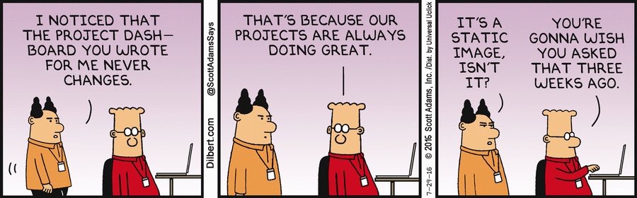 ProductMetrics's tweet image. From the @DailyDilbert 😆 #prodmgmt #projectdashboard #ProjectManagement