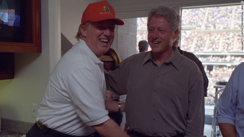 CNN's tweet photo. A batch of newly released photos show how close Bill Clinton once was with Donald Trump https://t.co/847kMQzoMB https://t.co/yfSNIkdlPw