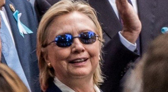 Hillary Clinton wearing anti-seizure lenses (Zeiss Z1 blue lenses)