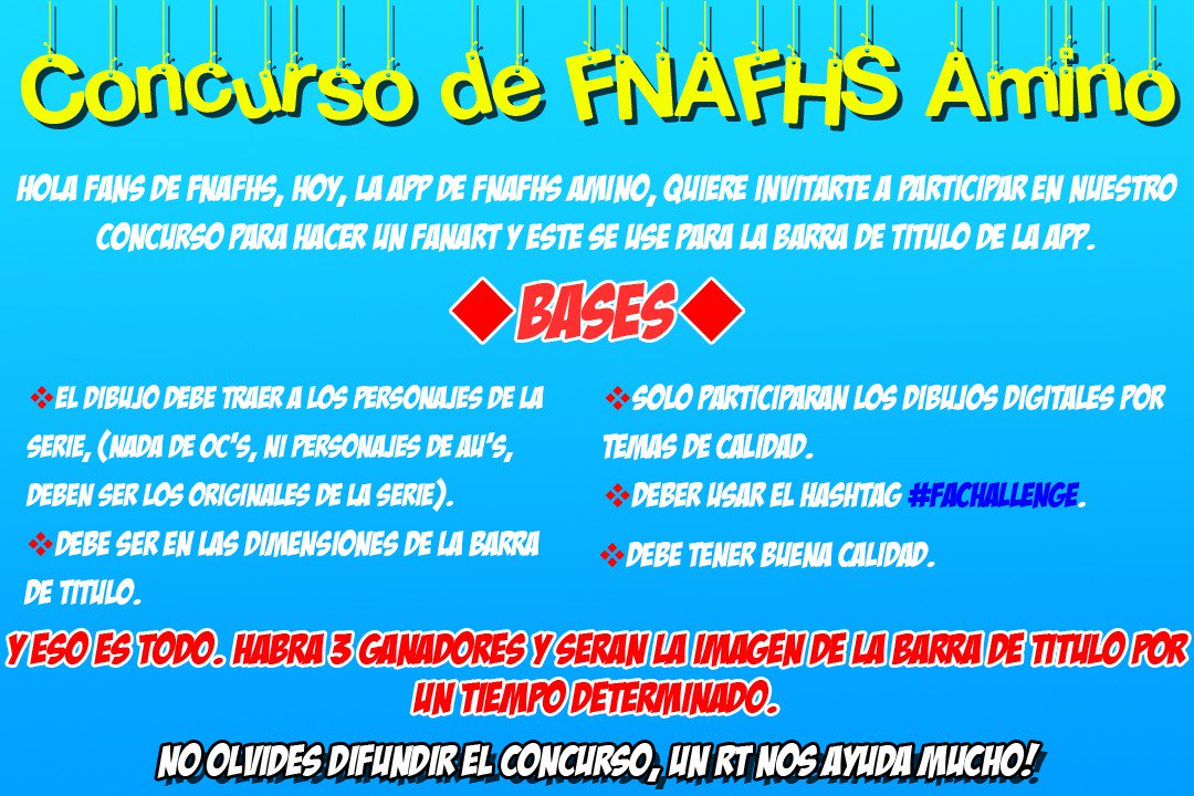 FnafhsAmino's tweet photo. ¡Animate a participar y ayuda a la comunidad FNAFHS Amino! #FAChallenge

¡Ayudanos con un RT! https://t.co/7lUty9yI8t