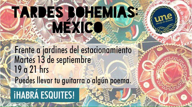 UneConsejo's tweet photo. ¡No se pierdan todas las actividades que tenemos preparadas para ustedes esta semana! #TardeBohemiaMex #FiestaMex https://t.co/4flwR8Z99g