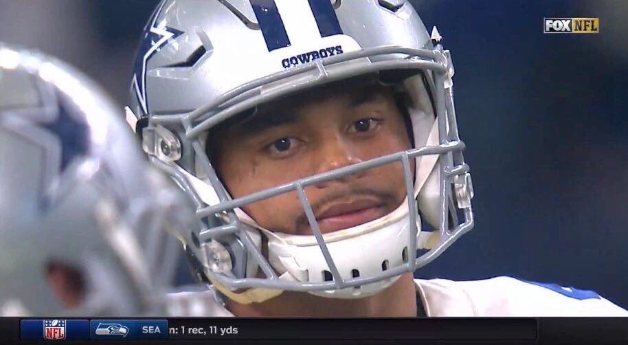 NFLRT's tweet photo. Dak Prescott looking at Terrance Williams in the locker room like https://t.co/czKrZ8dsj1