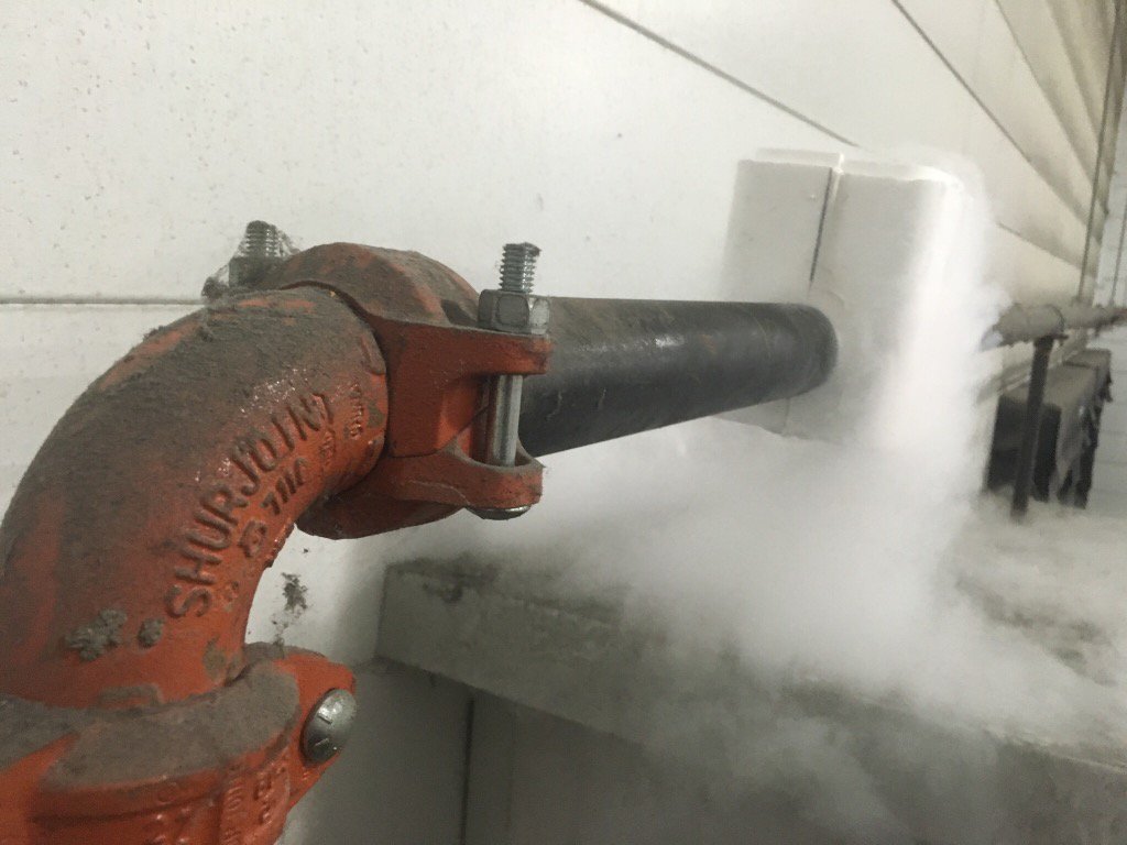 matfarrell's tweet photo. Pipe freezing on steel lines to avoid draining system containing water containing glycol #greenbiz https://t.co/Ey8EG6HE1z