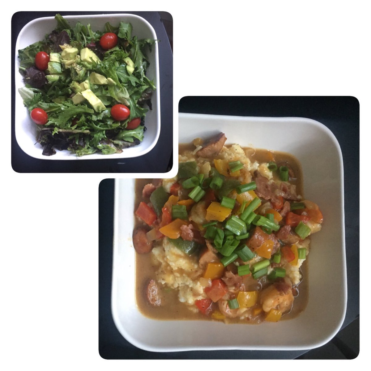 cheflacooks's tweet photo. Catered dinner today!! Shrimp and grits with andouille sausage, Arugula salad. #cheflacooks
#foodiliciousness https://t.co/QqspYsCO9G