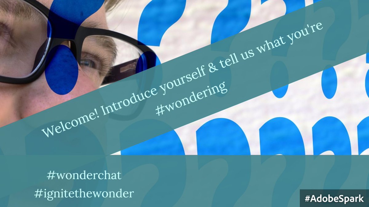 IgnitetheWonder's tweet photo. Welcome to the #WonderChat! We'll use Q &amp; A format. Intro yourself &amp; tell what you're wondering
@Wonderopolis https://t.co/QagMl89MmV