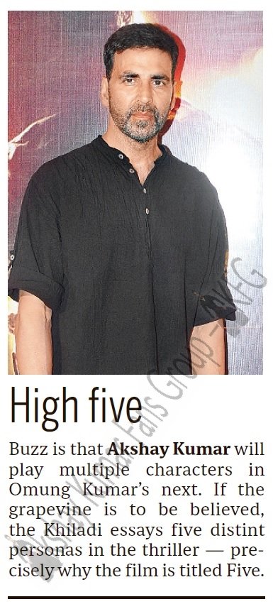AkkizKing's tweet photo. SCAN : High Five - @akshaykumar  essays 5 Distinct Personas in Omung Kumar 's Next thriller Titled Five https://t.co/oIZTORoaAT