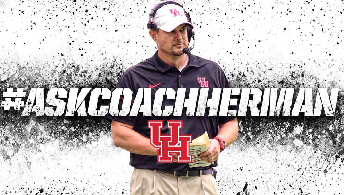 UHCougarFB's tweet photo. Have a question for Coach Herman? Tweet it with #AskCoachHerman & your question may be picked for TV. https://t.co/EKDoPGW67c