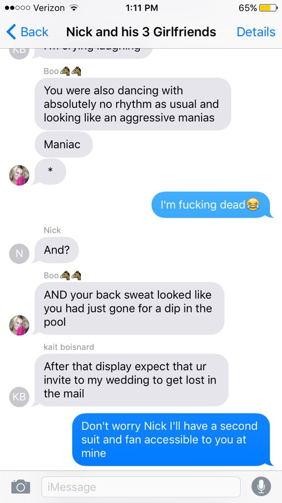 Annie_Kunz's tweet photo. This group text is my constant entertainment😂💀 @mskaitboss @bellahartless @Nossello20 https://t.co/Kf1HwM05Kw
