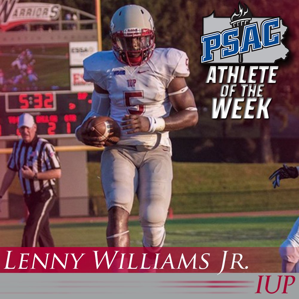 PSACsports's tweet photo. The #PSACfb West Offensive Athlete of the Week: Lenny Williams Jr., @IUPCrimsonHawk https://t.co/pas0vFlwna