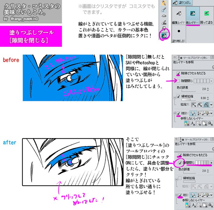 必修編 クリスタ講師がまとめる塗りつぶし 塗り残し部分に塗る 参照レイヤー 随時更新 Togetter