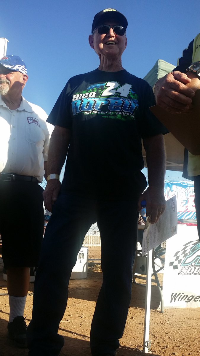 Lealand McSpadden honored at driver's meet, Could still whip us all. He stunned fans@ Ascot to Eldora to Australia.