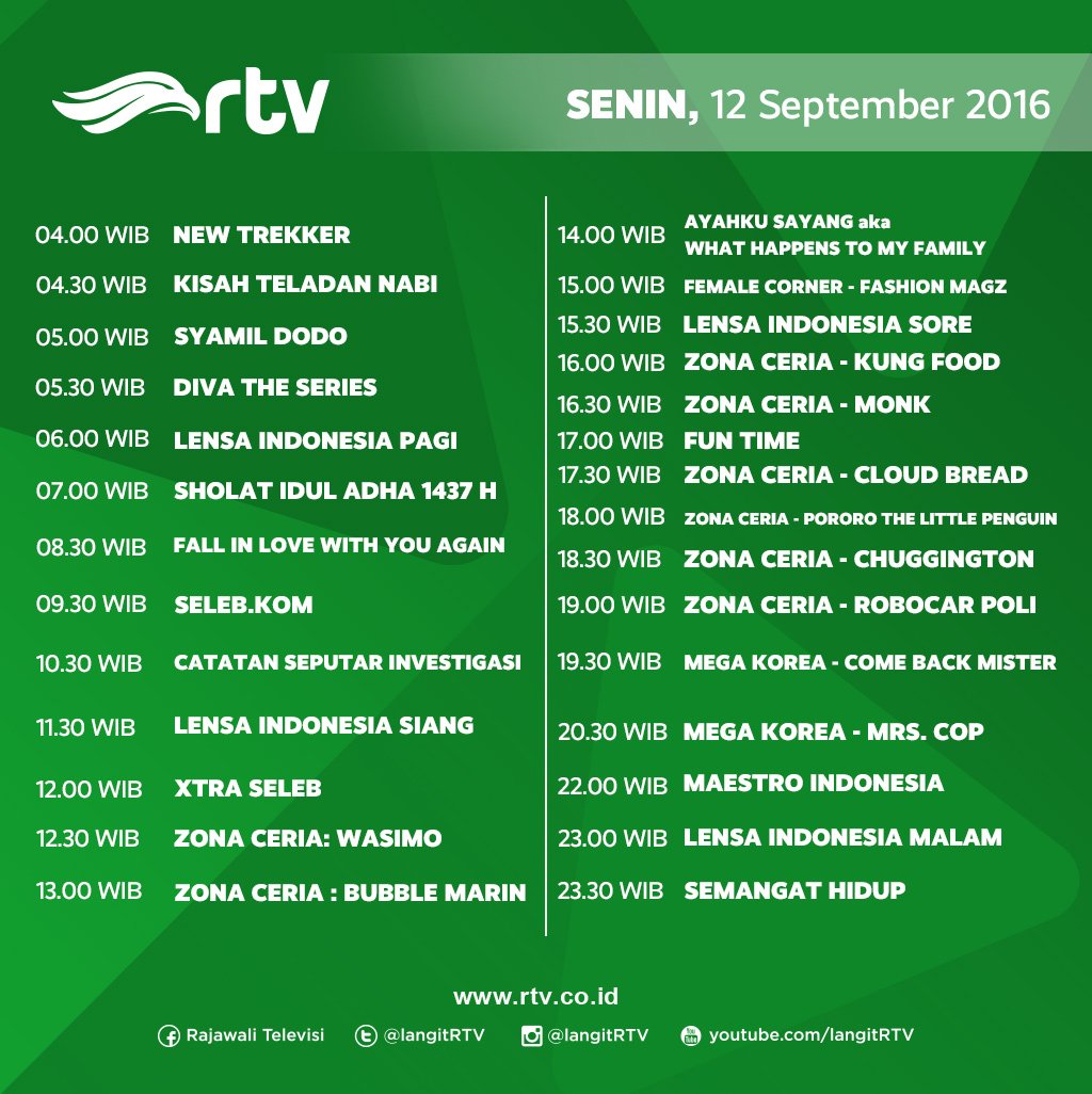 Rtv On Twitter Fyi Jadwal Rtv Hari Ini