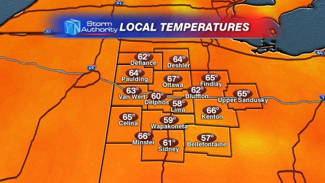 JasonMikellTV's tweet image. Nightfall has settled in and 50s have now begun to show up on the map. #coolnight #ohwx