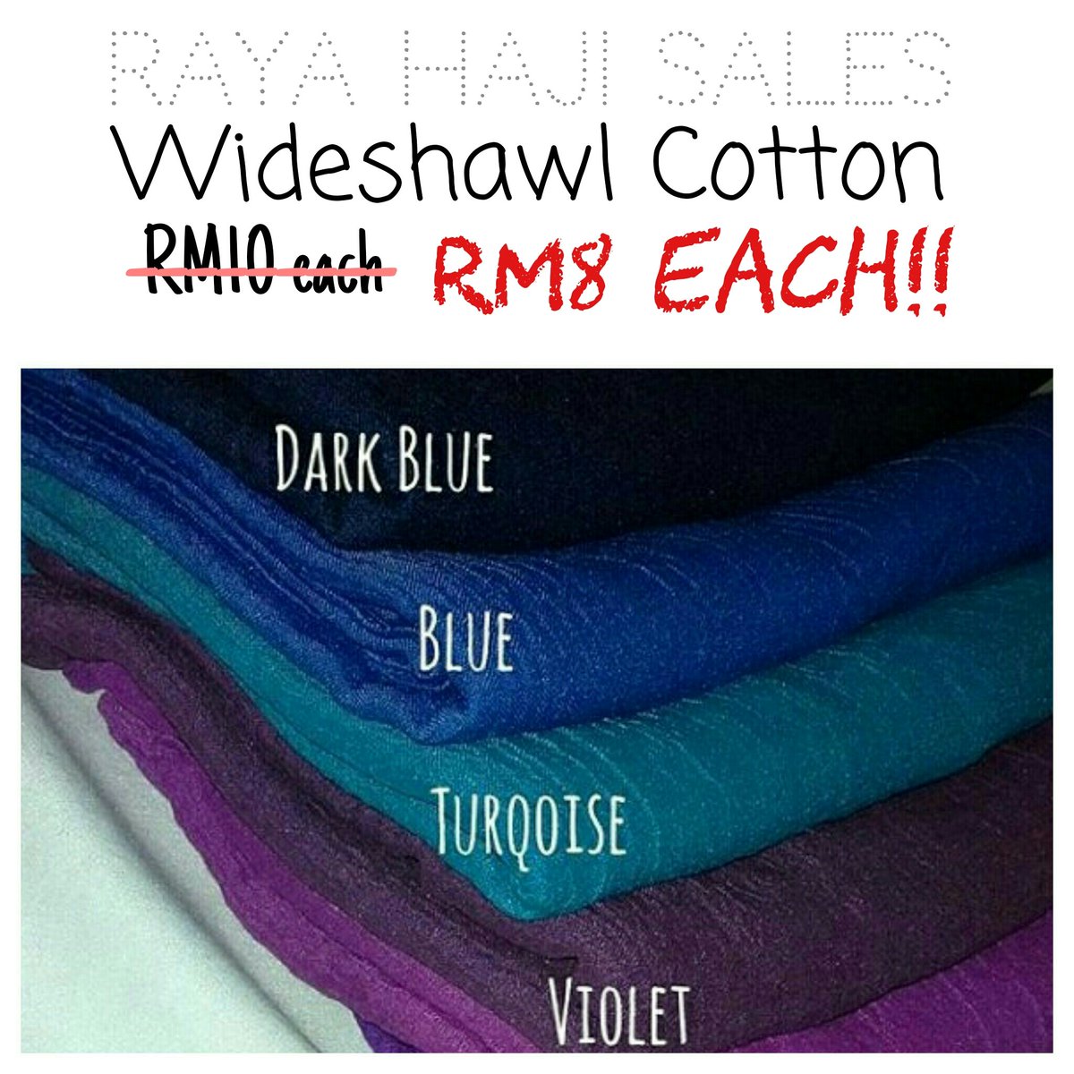 newheejab's tweet photo. Raya haji sales. Wideshawl cotton only RM8 per piece! DM us to place your order💞 #ttshop #rezekikami #iklantk https://t.co/PEkKCdOFVi