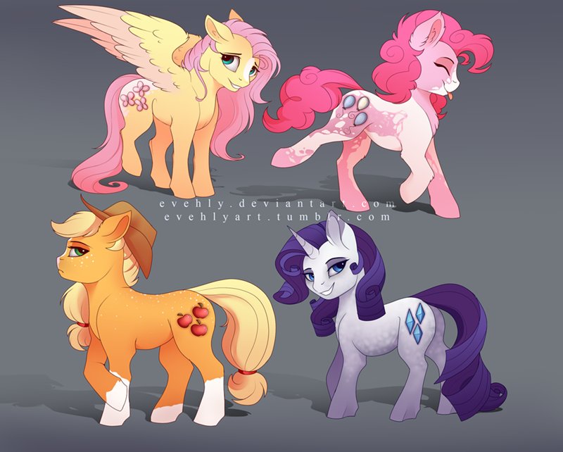 Filly_Zecora's tweet photo. Pinkie Pie, Fluttershy, Applejack and Rarity as grown horses #MLPFIM https://t.co/WbcnmH1nWR
