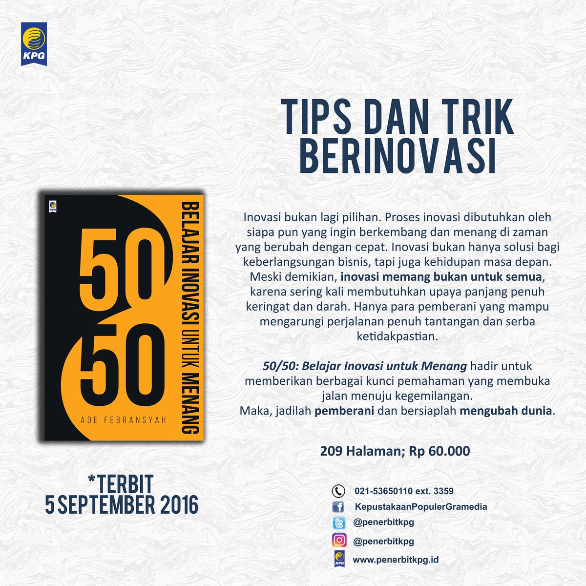 Pagi ini admin mau membahas buku #5050BelajarInovasi karya Ade Febransyah, Bookmanias. #BukuBaru