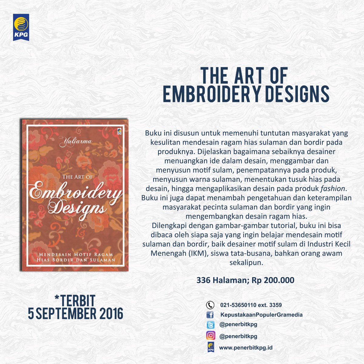 Siang ini admin mau membahas buku #TheArtOfEmbroideryDesigns karya Yuliarma. bit.ly/2cdIUNl #BukuBaru