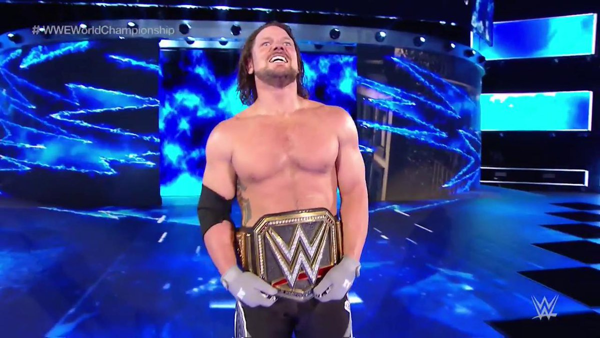faIconarrow's tweet image. AND NEW WWE WORLD CHAMPION AJ STYLES