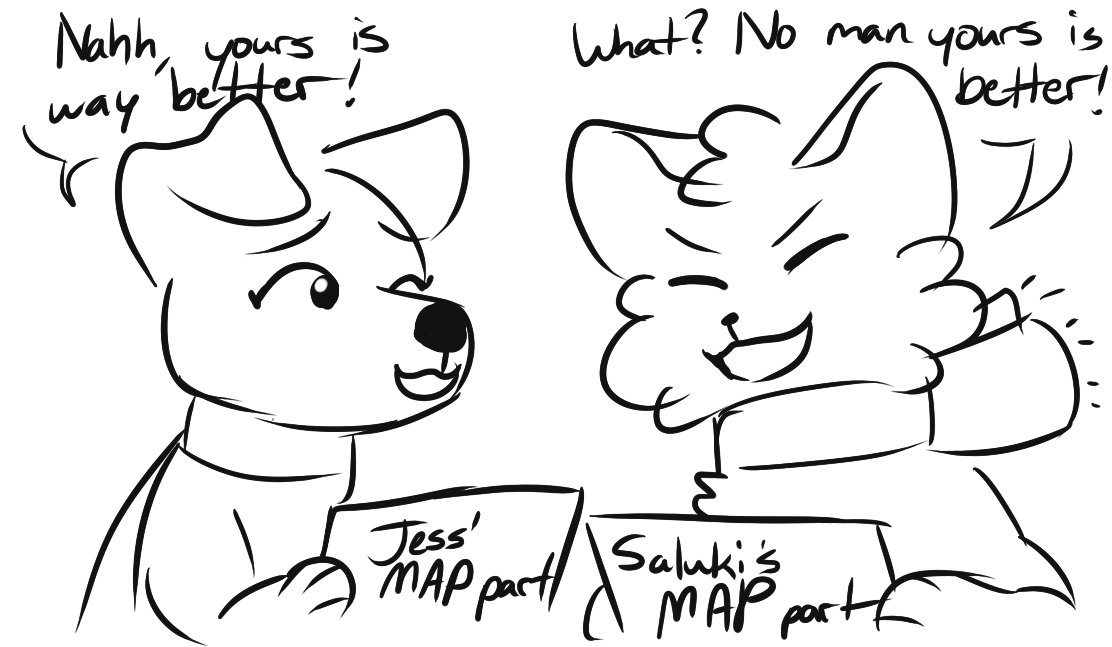 SalukiSilver's tweet photo. summary of talking abt each other's map parts w/ @niftysenpai https://t.co/rxUVcAeOTS
