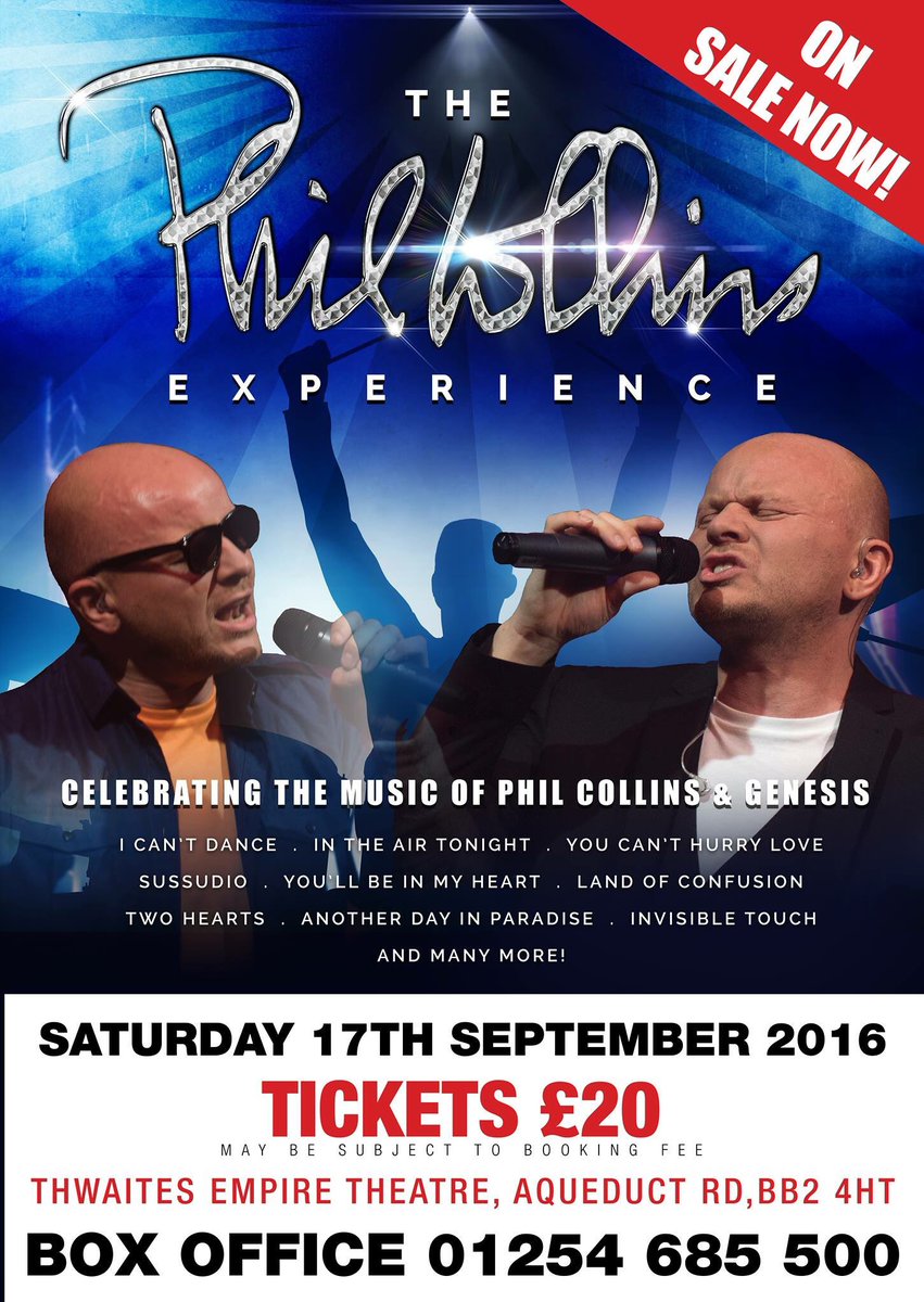 PhilCollinsUK's tweet photo. Join us this Sat 17th Sept @ThwaitesEmpire #blackburn #lancashire @lancashirelife @BBCLancashire @PhilCollinsFeed https://t.co/t4Ukiy89OY