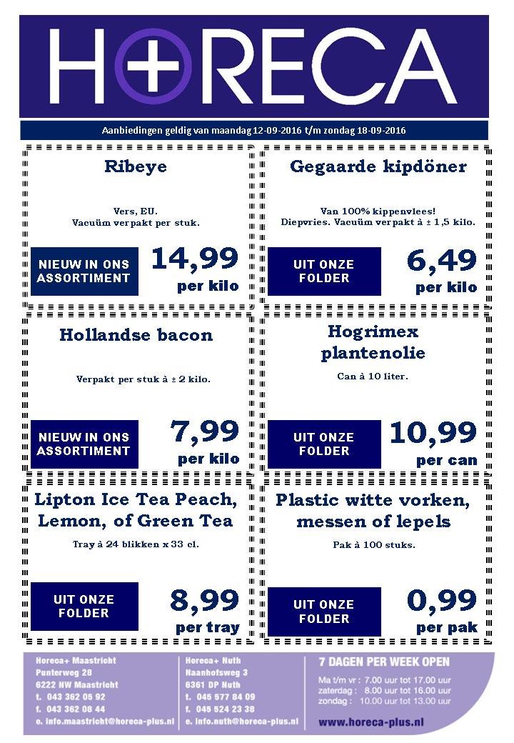 HorecaPlus's tweet image. #Aanbiedingen 12 t/m 18 september #Horeca #Limburg #Heuvelland #Nuth #Maastricht #Valkenburg #Heerlen #Sittard