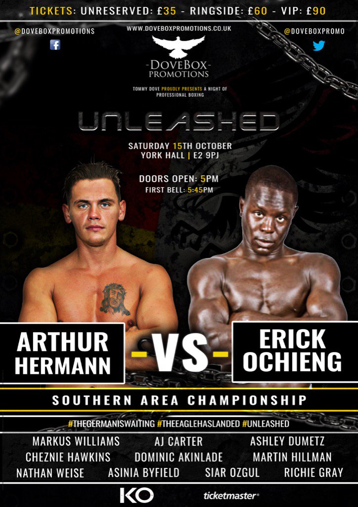 DoveBoxPromo's tweet photo. 🗓15th October @YorkHallEvents #doveboxpromotions  Arthur Hermann v erick ochieng gr8 night of boxing @kriskronik https://t.co/s7VBrz6x0n