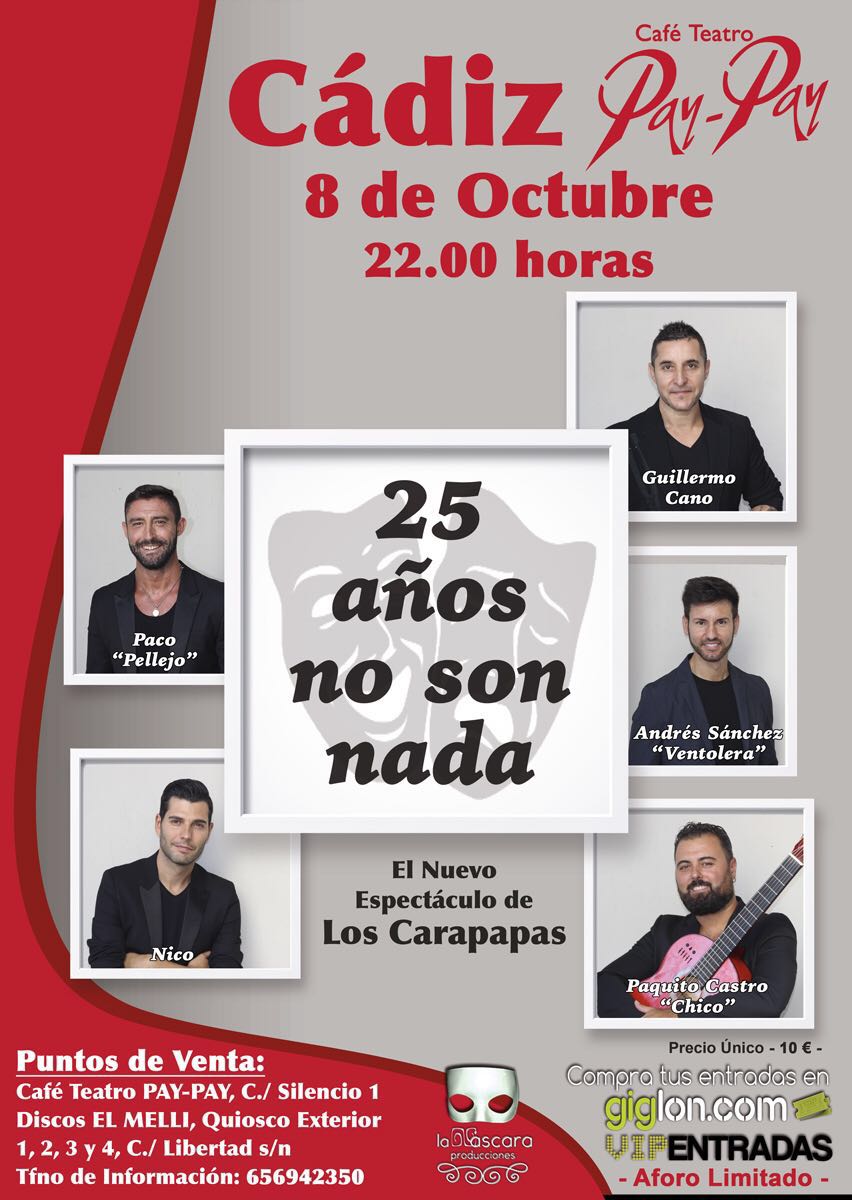 #25añosnosonnada en #Cadiz
@ElPayPay 8 de Octubre.
giglon.com/evento/25-anos…
