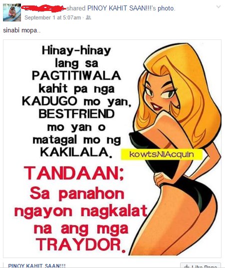andytectable's tweet image. Daming hugot ng yaya ko sa Facebook hahaha
