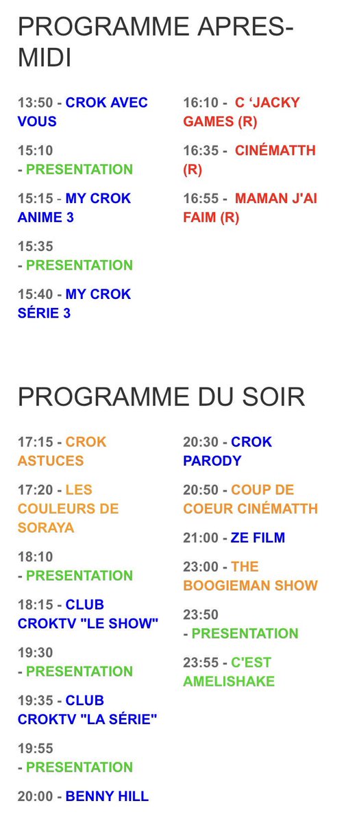 Allanoon77's tweet photo. Coucou les amis, l'aventure @croktv commence aujourd'hui... Voici le programme de la journée. #backtothefun https://t.co/1ax4CbAfZf