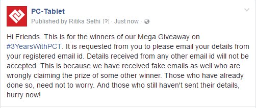 PCTabMedia's tweet photo. Winners of Mega Giveaway on #3YearsWithPCT please take a note of this.
#PCTabletin #PCT https://t.co/jexCKQibze