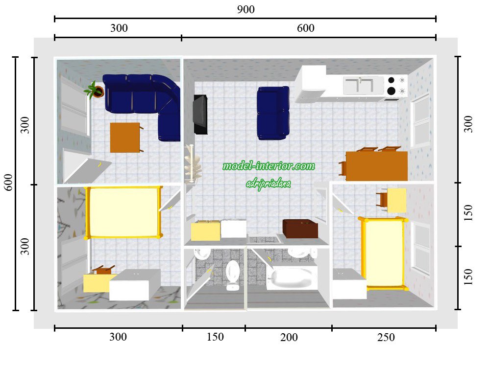 Denah Rumah Minimalis Ukuran 7x8 denah rumah minimalis 