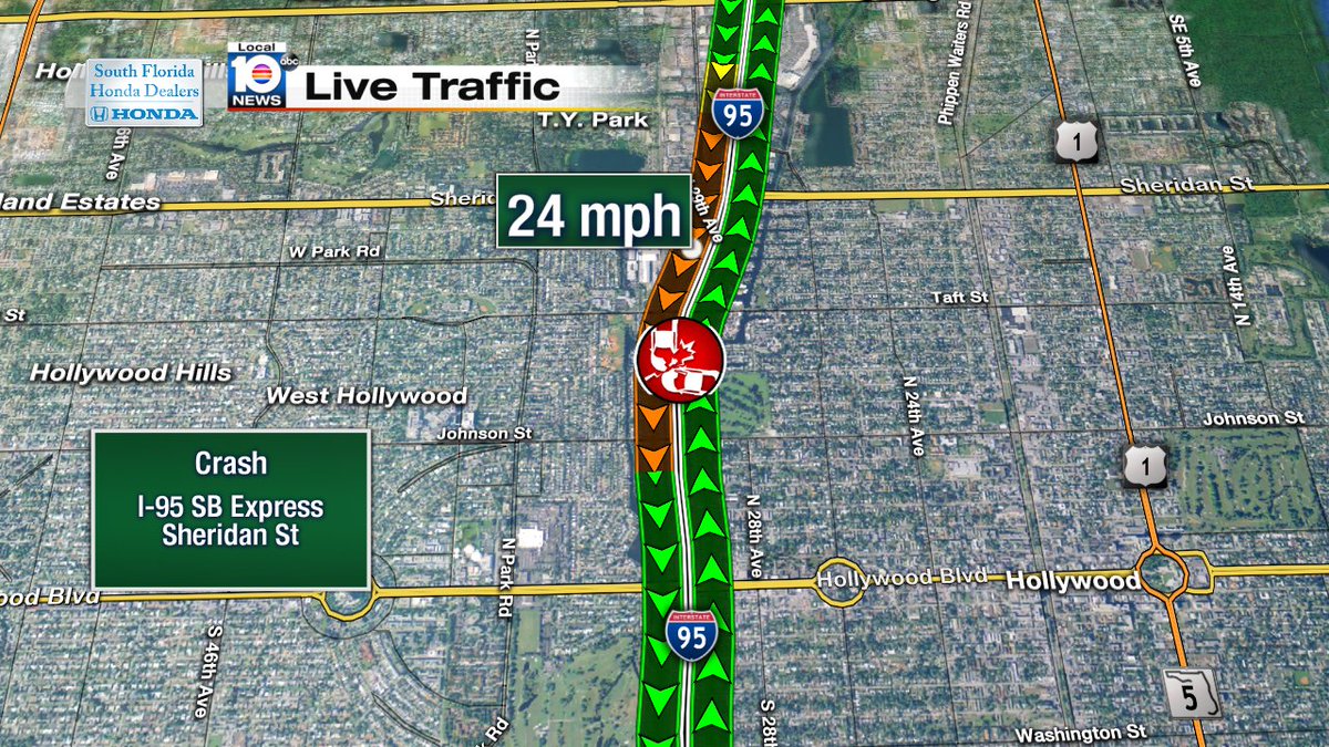Crash on I-95 SB express at Sheridan St #traffic https://t.co/GU2elcvFpx